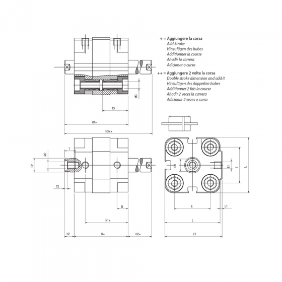 Пневмоцилиндр 25х25 Aignep QJ0250025, компактный