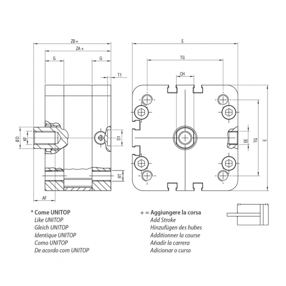 Пневмоцилиндр 50х200 Aignep WF0500200, компактный