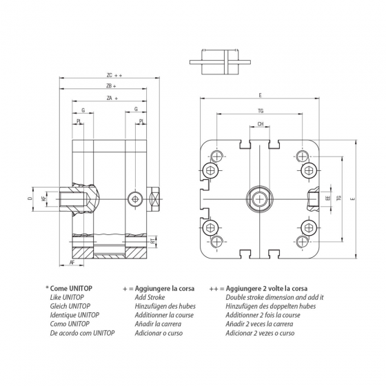 Пневмоцилиндр 50х80 Aignep WJ0500080, компактный