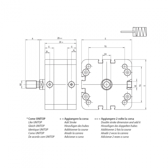 Пневмоцилиндр 40х25 Aignep WDM0400025, компактный