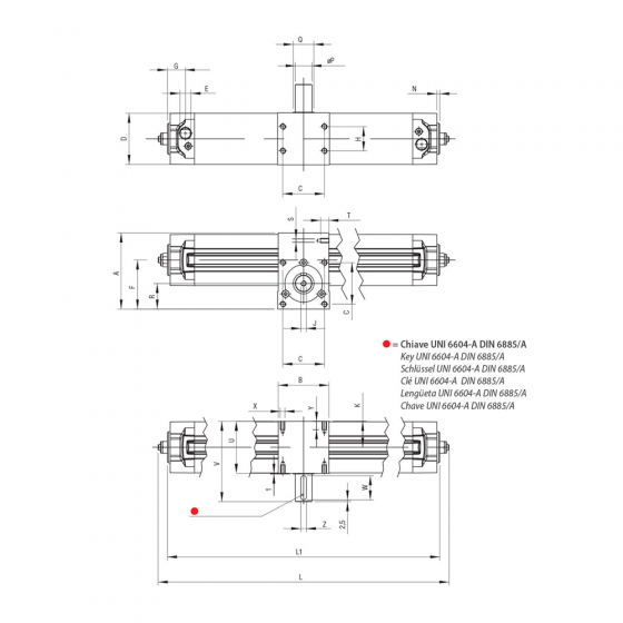 Пневмоцилиндр Ø32, 90⁰ Aignep XRM032090, поворотный со сплошным валом