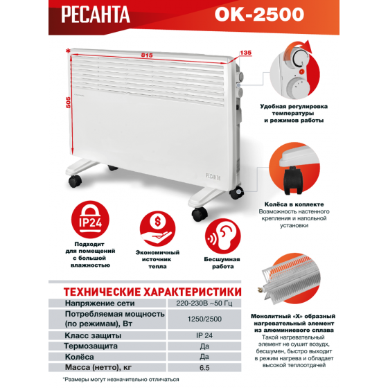 Конвектор РЕСАНТА ОК-2500