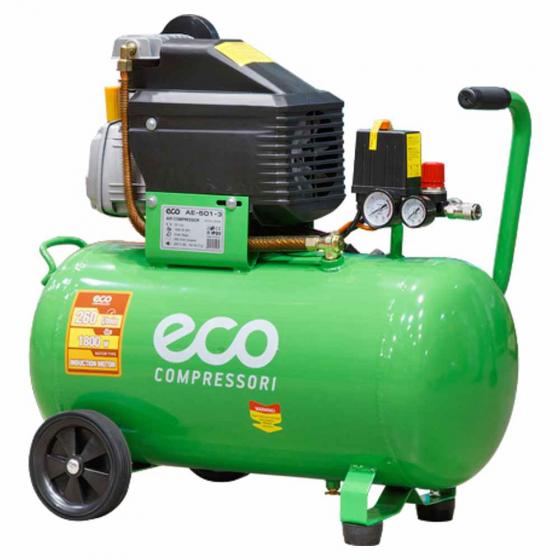 Компрессор ECO AE-501-3 (260 л/мин, 8 атм, коаксиальный, масляный, ресив. 50 л, 220 В, 1.80 кВт)