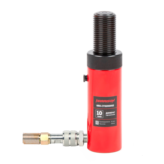 Домкрат гидравлический, однополостной, с фиксирующей гайкой 10 т, ход 100 мм [HRH-CY0200002]