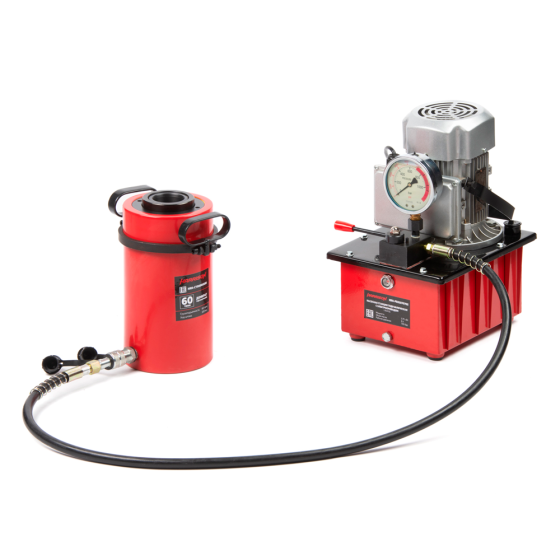 Домкрат гидравлический с полым штоком, однополостной 60 т, ход 100 м [HRH-CY06060100]