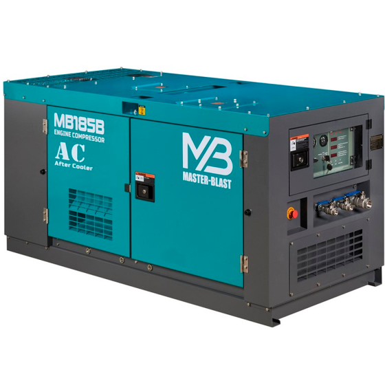 Винтовой дизельный компрессор Master Blast MB-185B-7+AC с осушителем, на раме