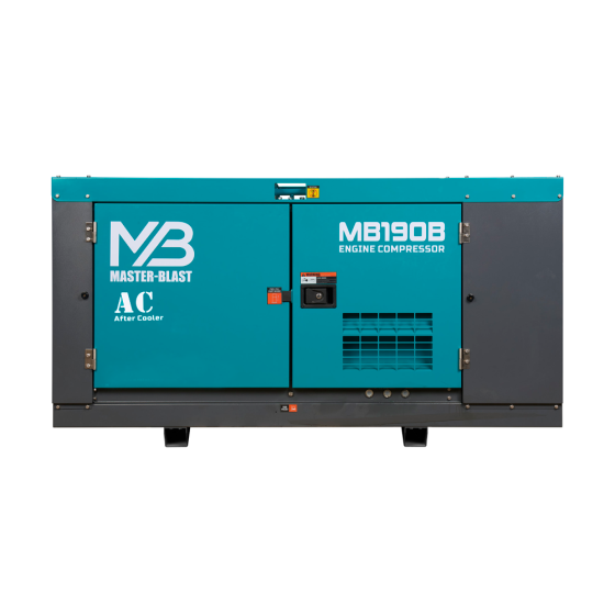 Винтовой дизельный компрессор Master Blast MB-190B-7+АС с осушителем, на раме